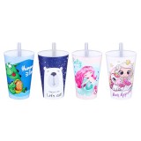 GONDOL IRIS G-258 BONNY STRAW pohár szívószállal 400ml 8,2x12cm