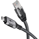 Goobay 70698 USB Type-C apa - RJ45 apa Adatkábel - Fekete/Szürke (2m) (70698)