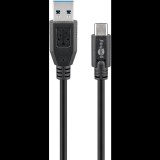Goobay 73141 USB-A apa - USB-C apa 3.0 Adat és töltőkábel - Fekete (3m) (73141)