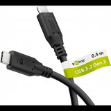 Goobay 74199 USB-C apa - USB-C apa 3.2 Adat és töltőkábel 0.5m - Fekete (74199)