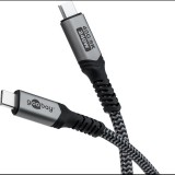 Goobay 74211 USB-C apa - USB-C apa Adat és töltő kábel 1m - Szürke (74211)