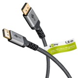 Goobay 75679 DisplayPort - DisplayPort 8K 144Hz 54 Gbit/s Kábel 1m - Fekete/Szürke (75679)