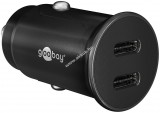 Goobay autós dupla USB-C gyorstöltő, (Power Delivery), 30W, 12V/24V - A készlet erejéig!