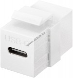 Goobay Keystone modul USB C csatlakozó USB 3.2 Gen 2 (10 Gbit/s), fehér, USB CT aljzat > USB C aljzat