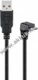 Goobay USB 2.0 - Micro USB kábel 90°-os könyök-ban hajlított véggel 1.8m fekete