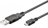Goobay USB adat- és töltőkábel 2.0 micro USB csatlakozóval 30cm fekete (dupla árnyékolású)