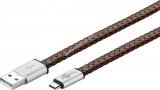 Goobay USB kábel 2.0 micro USB csatlakozóval 1m barna (eredeti bőr borítású) - A készlet erejéig!