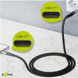 Goobay USB Type-C flexibilis textil adat- és töltő kábel, 1m, asztroszürke-ezüst (49302)