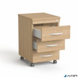 Görgős konténer, 3 fiókos, MAYAH "Freedom SV-18", kőris