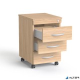 Görgős konténer, 3 fiókos, MAYAH "Freedom SV-18", tölgy