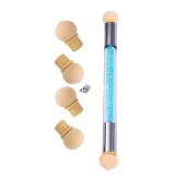 Gradient Sponges körömdíszítő ecsetkészlet 4 cserélhető fejjel – akrilgél, csillámos és púderszedő pöttyező eszközök professzionális körömművészeknek