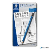 Grafitceruza készlet, fém doboz, hatszögletű, STAEDTLER "Mars Lumograph 100", 12 különböző keménység