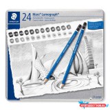 Grafitceruza készlet, fém doboz, hatszögletű, STAEDTLER "Mars® Lumograph® 100", 24 különböző keménység