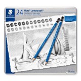 Grafitceruza készlet, fém doboz, hatszögletű, STAEDTLER Mars&reg; Lumograph&reg; 100, 24 különböző keménység (TS100G24)
