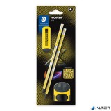 Grafitceruza készlet, hegyezővel, radírral, HB, STAEDTLER "Norix® 181", sárga