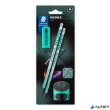 Grafitceruza készlet, hegyezővel, radírral, HB, STAEDTLER "Norix® 181", zöld