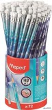 Grafitceruza radírral, ceruzatartó, HB, háromszögletű, MAPED "Arctic jégvilág", 72 db