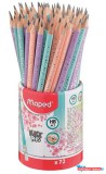Grafitceruza radírral, ceruzatartó, HB, háromszögletű, MAPED "Black'Peps Pastel", vegyes pasztell színek