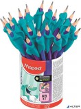 Grafitceruza radírral és ceruzafogóval, ceruzatartó, HB, háromszögletű, MAPED "Kidy Learn"