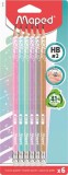 Grafitceruza radírral, HB, háromszögletű, MAPED Black'Peps Glitter Deco, vegyes pasztell színek (IMA851803)