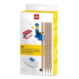 Grafitceruza szett, HB, hegyezővel, radírral, mini figurával, LEGO
