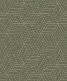Grandeco Zöld-arany geometriai mintás tapéta (Omura A67303)
