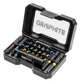 GRAPHITE Csavarhúzó bitkészlet, 23db., bitek 25mm - 18db, bitek 50mm - 4db., mágneses bittartó - 1db 56H612