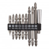 GRAPHITE Csavarhúzó bitkészlet kéthegyű, mágneses szárral, 10db (56T513)