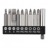 GRAPHITE Csavarhúzó bitkészlet mágneses szárral 50mm, 10db (56T512)