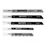 GRAPHITE Dekopírfűrészlap készlet, U-befogó, HCS, fém-fa-műanyag, 5db-os (57T520)