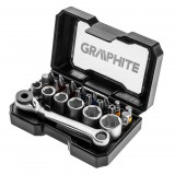 GRAPHITE Dugókulcskészlet és csavarhúzó bitkészlet, 24db 56H610