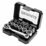 GRAPHITE Dugókulcskészlet és csavarhúzó bitkészlet, 24db 56H610