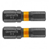 GRAPHITE Torziós ütvecsavarozó bit, hatlapú, 5x25mm, 2db. (56H508)