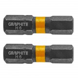 GRAPHITE Torziós ütvecsavarozó bit, hatlapú, 6x25mm, 2db 56H509