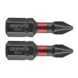 Graphite torziós ütvecsavarozó bit ph1 x 25 mm, 2db