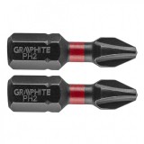 Graphite torziós ütvecsavarozó bit ph2 x 25 mm, 2db