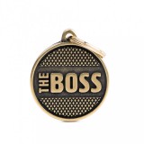 Gravírozható Biléta - Kör formájú "The Boss" Bronx English Brass - Egyedi Biléta Dog ID - Nyaklánc Medál