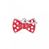 Gravírozható Biléta - Piros Csokornyakkendő - Egyedi Biléta Dog ID - Charm Collection