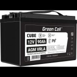 Green Cell Cube AGM VRLA IP54 12V 90Ah karbantartásmentes akkumulátor lakóautókhoz, fotovoltaikus rendszerekhez, napelemekhez és hajókhoz (AGM12V90AH-J)