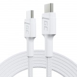 Green Cell fehér USB Kábel GC Power Stream USB-C ? 200 cm Gyorstöltési funkcióval, Power Delivery 60W, Ultra Charge, Quick Charge 3.0 KABGC29W