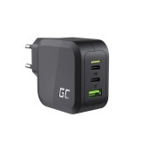 Green Cell GC PowerGaN 65 W töltő (2x USB-C tápellátás, 1x USB-A kompatibilis a Quick Charge 3.0-val) CHARGC08