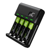 Green Cell GC VitalCharger töltő és 4 x AAA akkumulátor HR03 800mAh GRSETGC02
