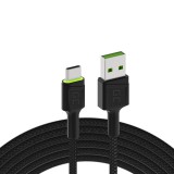 Green Cell Kábel Ray USB Kábel - USB-C 120cm zöld LED világítással és gyors töltés Ultra Charge, QC 3.0 támogatással KABGC06