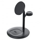Green Cell MSST-GC-3IN1-B mobiltelefon töltő Fejhallgató, Headset, Okostelefon, Okosóra Fekete Vezeték nélkül tölthető Automatikus