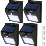 GREEN ENERGY LTD 4 db fali lámpa napelemmel, mozgásérzékelővel, akkumulátorral 1W 6 SMD LED beépített akku és mozgásérzékelő