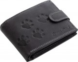 GreenDeed kutyás bőr pénztárca tappancsos mintával, átfogópánttal, fekete színben
