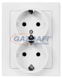 GREENLUX GXKP010 Dupla csatlakozóaljzat SCHUKO JUPITER 250V 16A fehér 2x(2P+PE)
