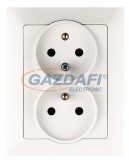 GREENLUX GXKP038 Dupla csatlakozóaljzat PREMIUM fehér 250V 16A 2x(2P+PE)