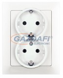 GREENLUX GXKP039 Dupla csatlakozóaljzat SCHUKO PREMIUM fehér 250V 16A 2x(2P+PE)