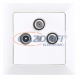 GREENLUX GXKP044 Televízió, rádió és szatelit dupla aljzat, végzáró PREMIUM fehér